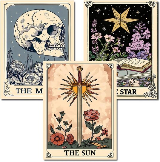 Greentek; 3-Pack Tarot Diamond Art Kits for Adults – 12x16 Inch 5D Diamond Painting with Extra Diamonds for Wall Decor & Stress Relief; Category:Diamond Painting Kits; Image:1